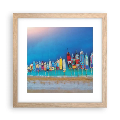 Affiche dans un chêne clair - Poster - Une vue à vol d'oiseau - 30x30 cm