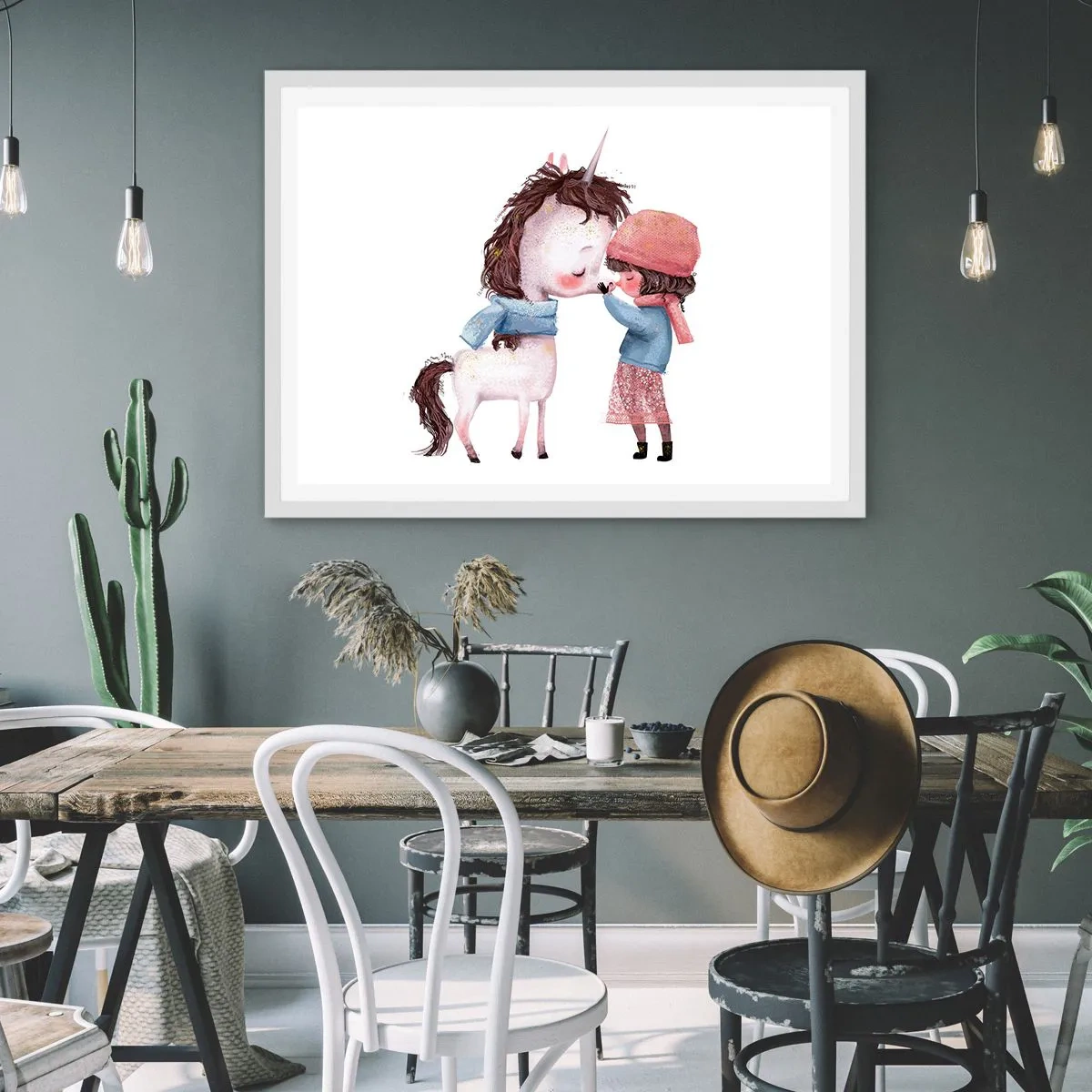 Affiche dans un cadre blanc - Poster - Histoire d'hiver - 100x70 cm