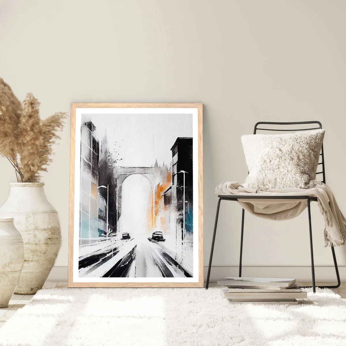 Affiche dans un chêne clair - Poster - Étude de ville : architecture et mouvement - 40x50 cm