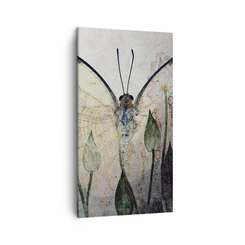 Impression sur toile - Image sur toile - "Où est le papillon qui se balance sur l'herbe" - 45x80 cm