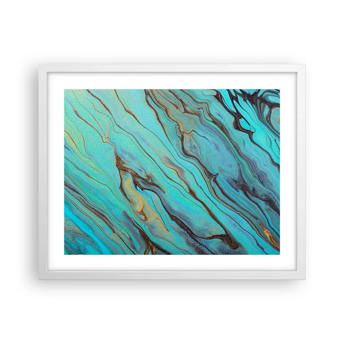 Affiche dans un cadre blanc - Poster - Marée turquoise - 50x40 cm