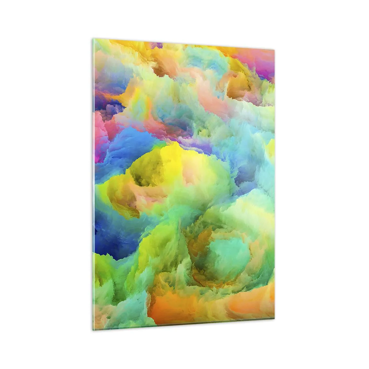 Impression sur verre - Image sur verre - Paysage abstrait aux couleurs vives - 50x70cm - Plumule arc-en-ciel - Décoration murale moderne pour le salon et la chambre ARTTOR