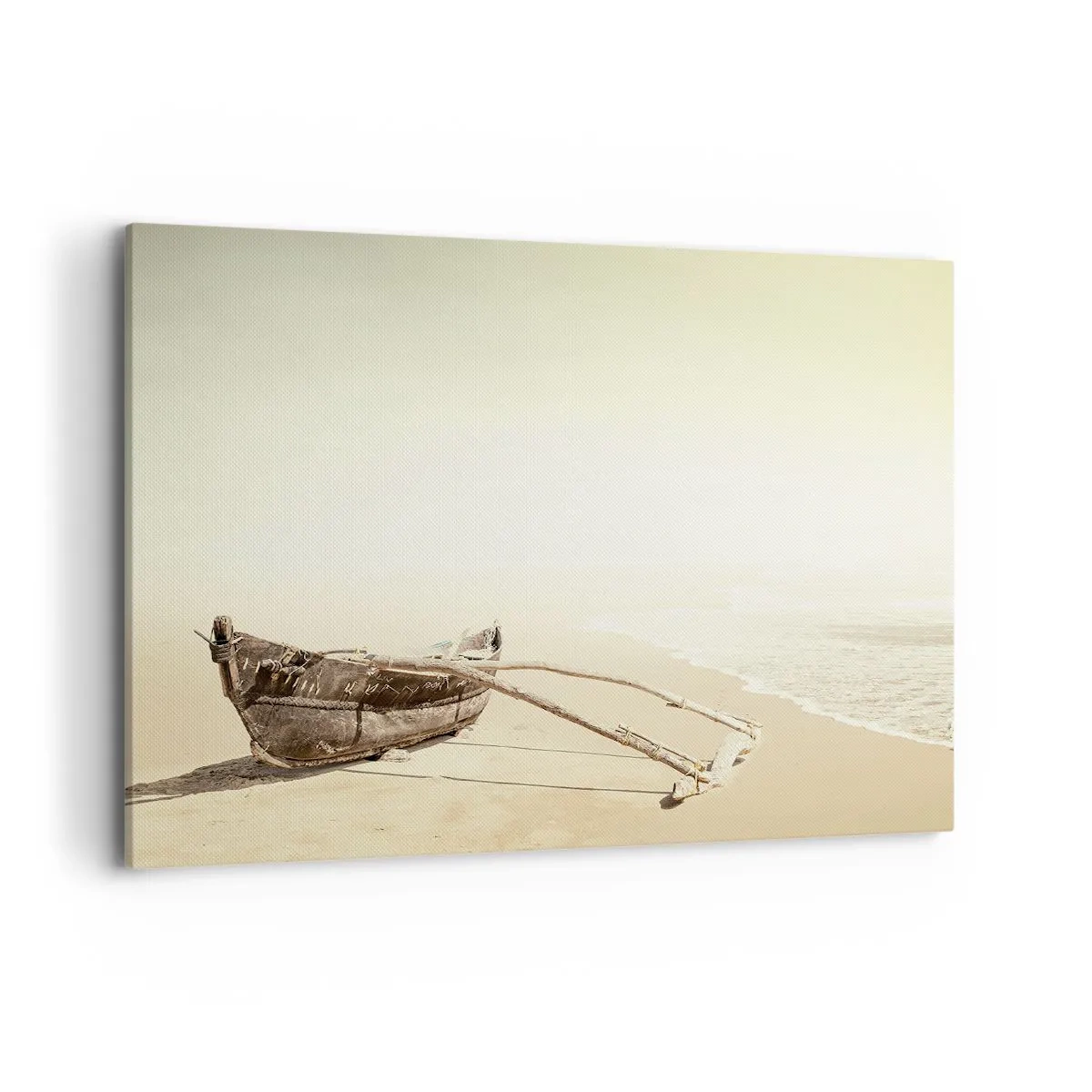 Impression sur toile - Image sur toile - Vieux bateau de pêche sur une plage de sable - 100x70cm - Mémoire des mers du sud - Décoration murale moderne pour le salon et la chambre ARTTOR