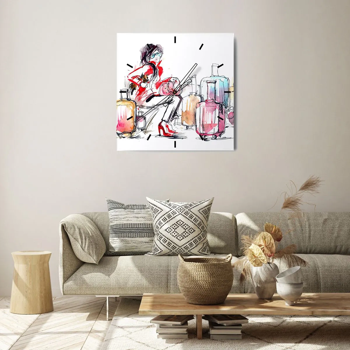 Horloge murale - Pendule murale - Asseyons-nous avant le voyage - 40x40 cm