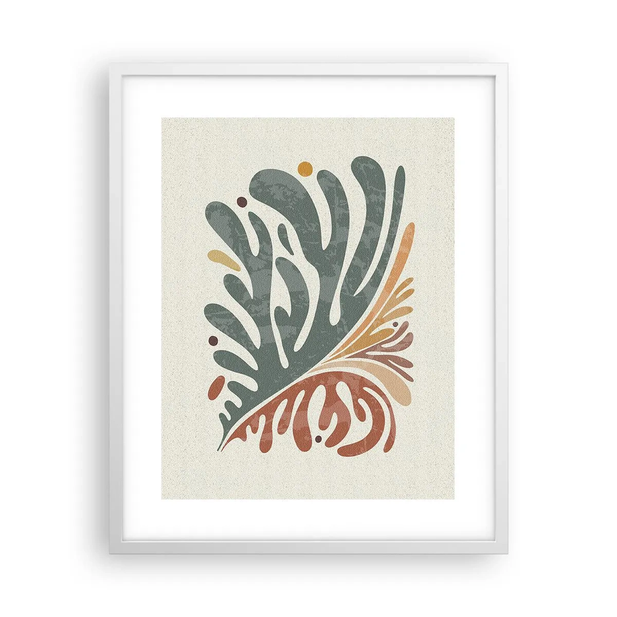 Affiche dans un cadre blanc - Poster - Feuille multicolore - 40x50 cm