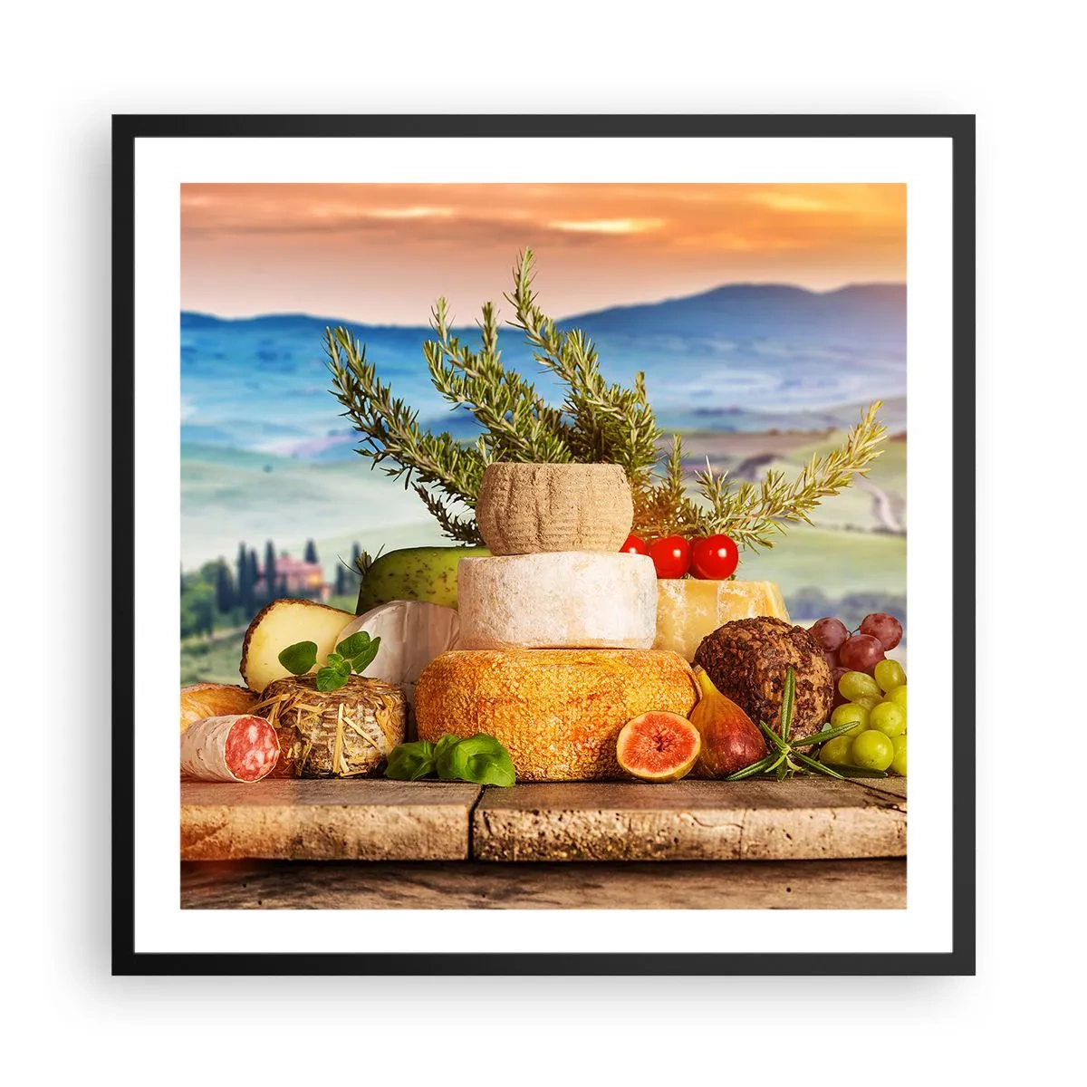 Affiche dans un cadre noir - Poster - La joie de vivre à l'italienne - 60x60 cm
