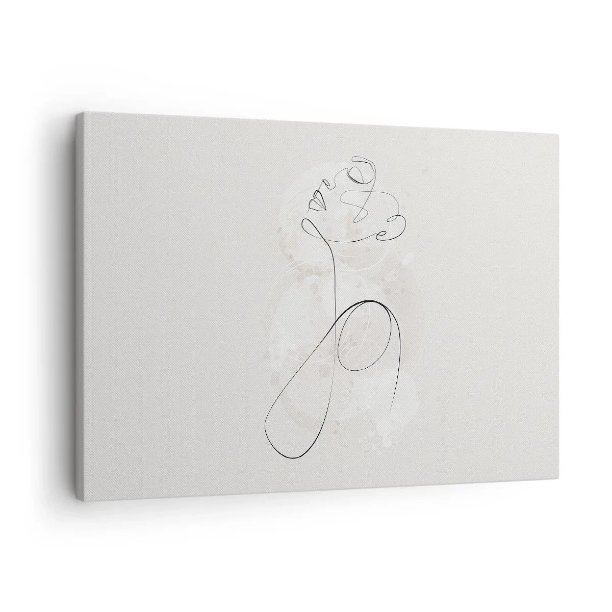 Impression sur toile - Image sur toile - Contour du visage minimaliste avec une fleur sur fond clair - 70x50cm - Spirale de beauté - Décoration murale moderne pour le salon et la chambre ARTTOR