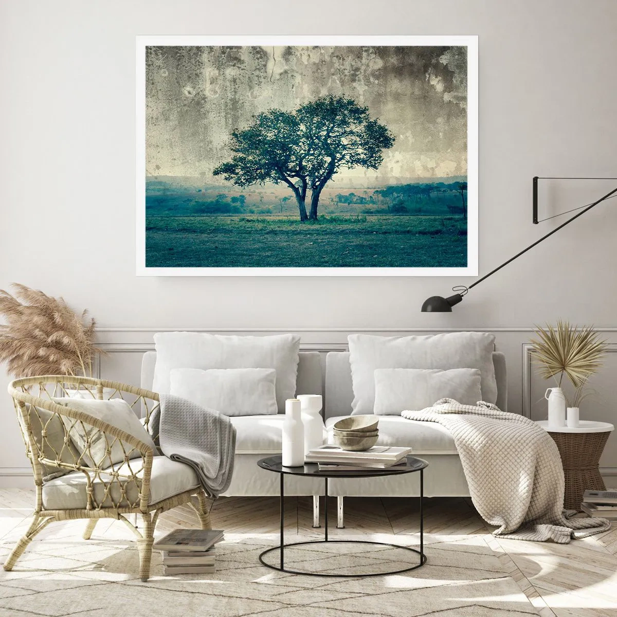 Affiche - Poster - Un pommier sur un champ bleu ? - 70x50 cm