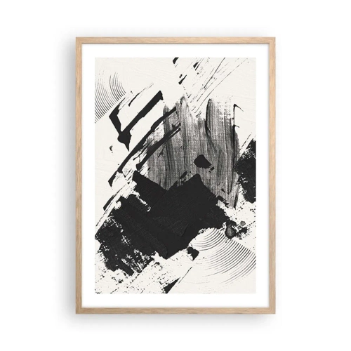 Affiche dans un chêne clair - Poster - Abstraction – expression du noir - 50x70 cm