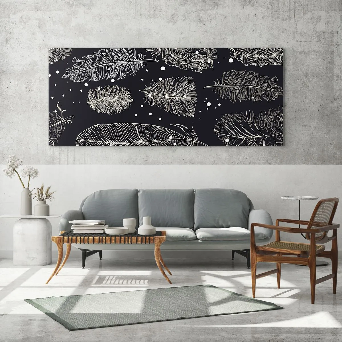 Impression sur verre - Image sur verre - Toile de plumes - 90x30 cm