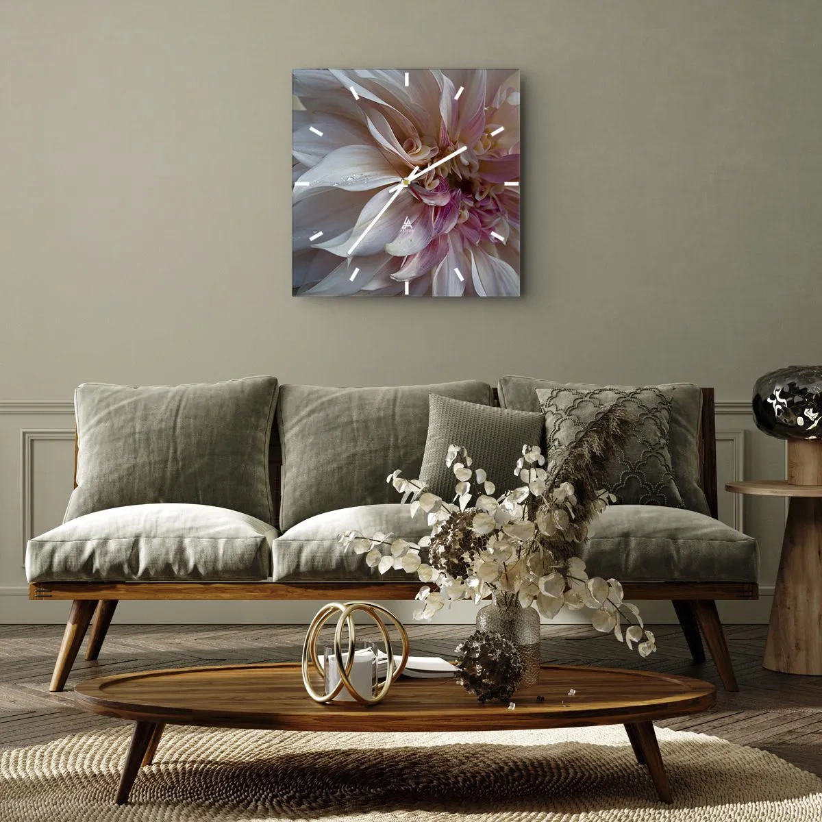 Horloge murale - Pendule murale - Fraîcheur fleurissante - 40x40 cm