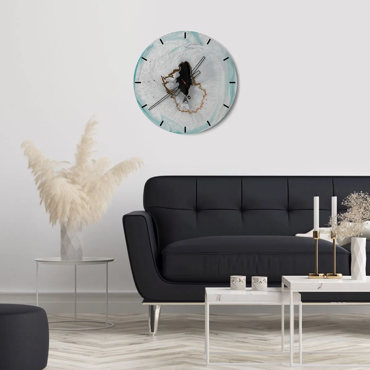 Horloge murale - Pendule murale - Motif abstrait avec un effet géode et des accents dorés - 30x30cm - Pénétrer à l'intérieur - Décoration murale moderne pour le salon, la cuisine et la chambre ARTTOR