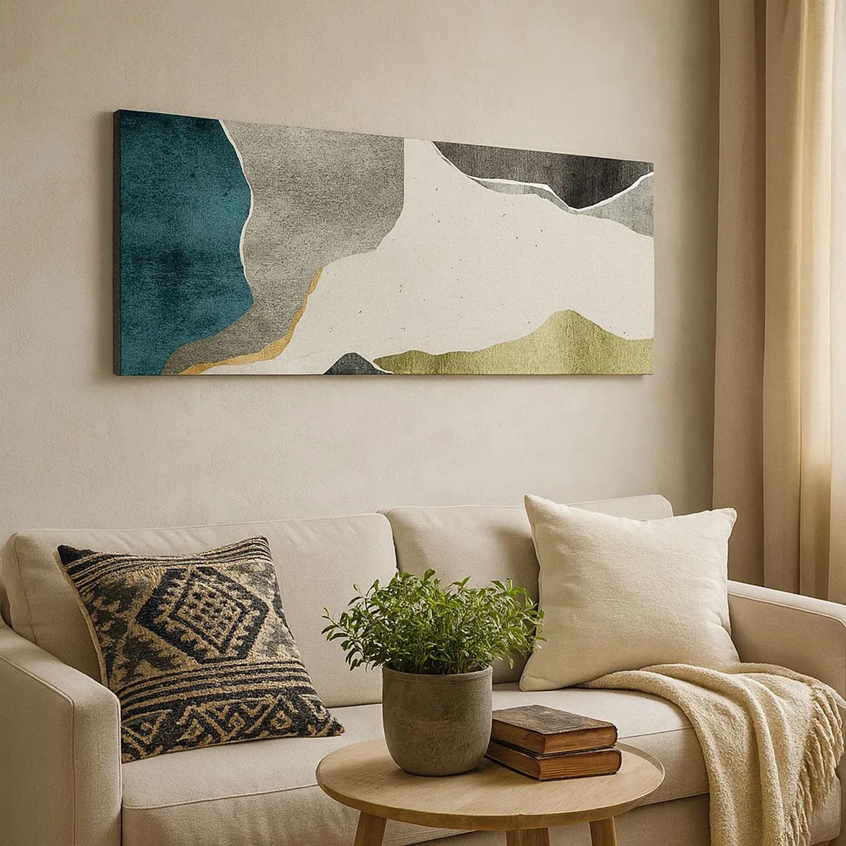 Impression sur toile - Image sur toile - Composition mosaïque avec un fil d'or - 100x40 cm