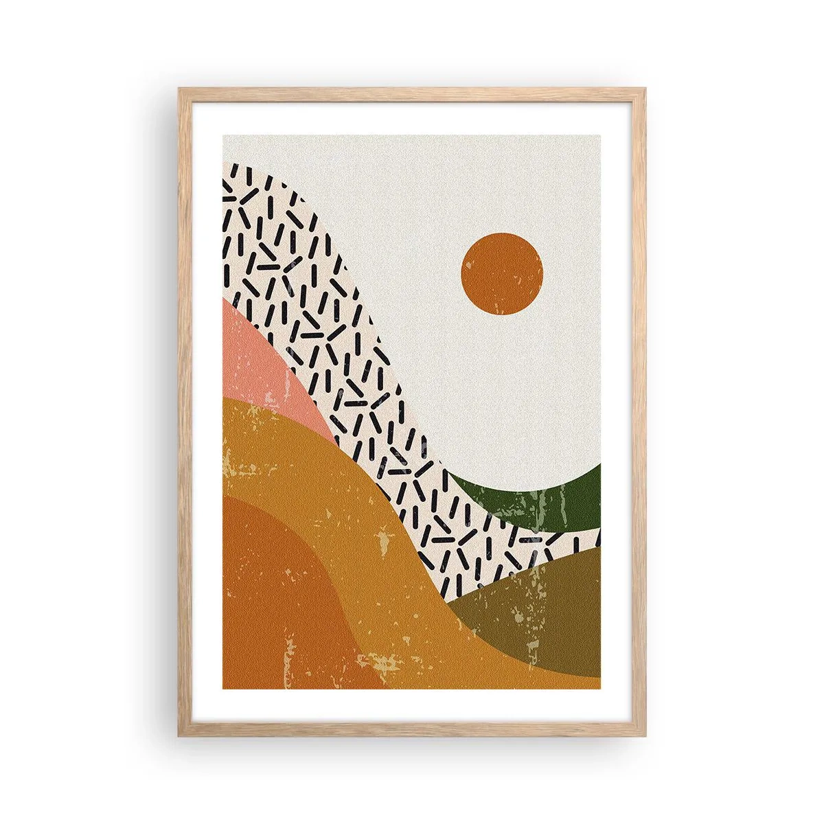 Affiche dans un chêne clair - Poster - Abstraction solaire - 50x70 cm
