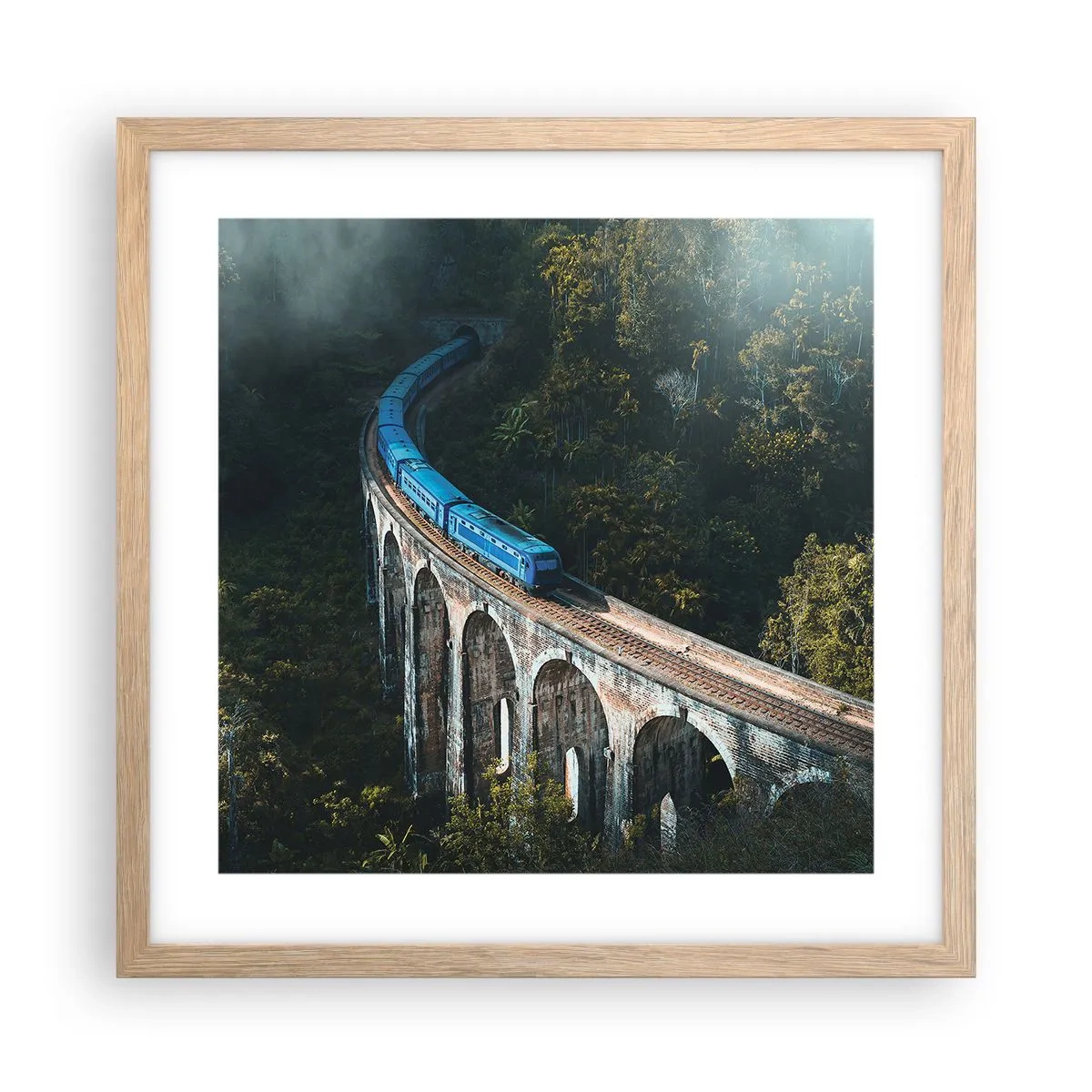 Affiche dans un chêne clair - Poster - Train nature - 40x40 cm