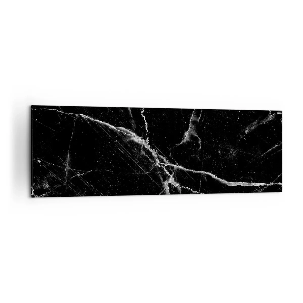 Impression sur toile - Image sur toile - Marbre noir avec des veines blanches dans les détails - 160x50cm - La vie secrète de la pierre - Décoration murale moderne pour le salon et la chambre ARTTOR