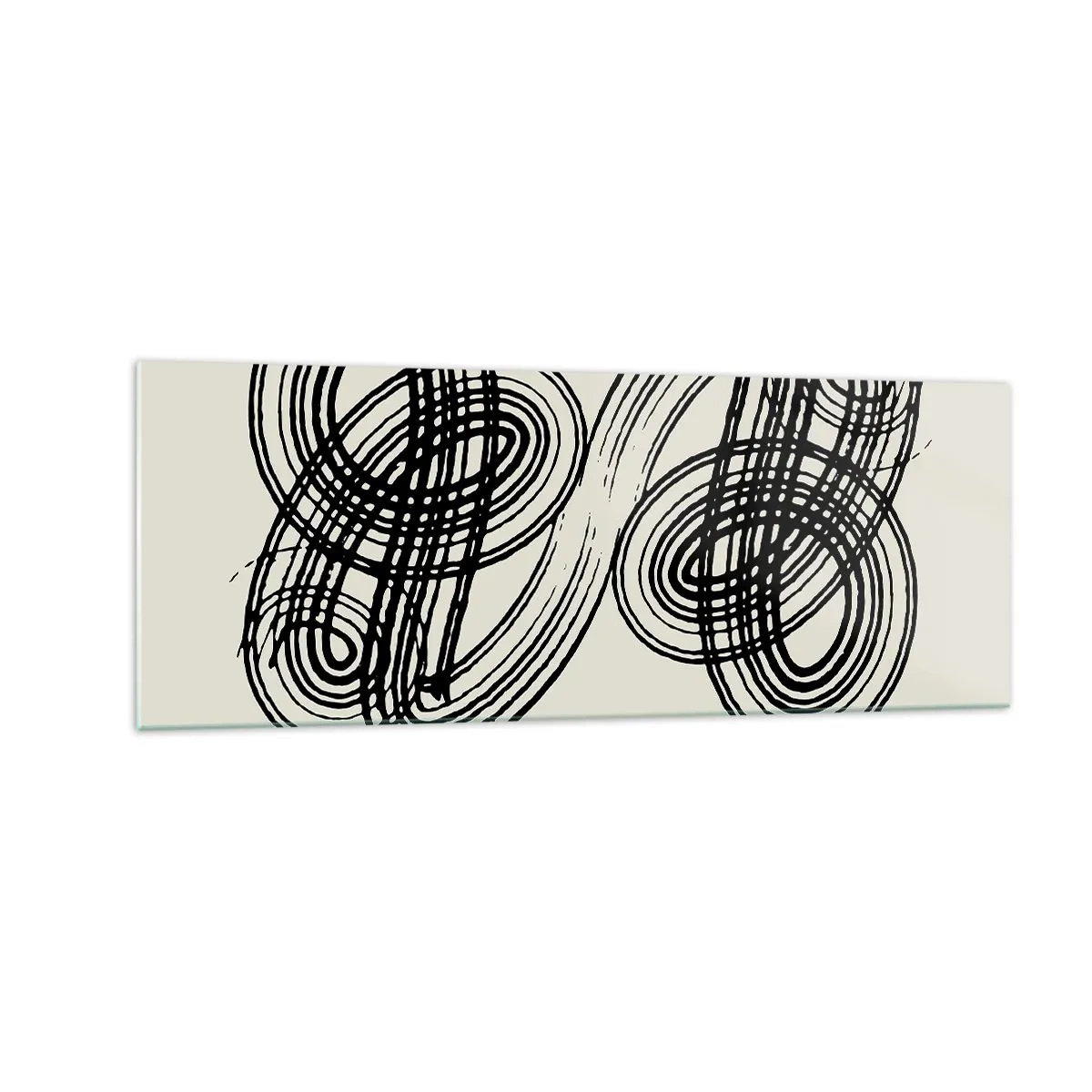 Impression sur verre - Image sur verre - Lignes noires abstraites sur fond clair dans un style avant-gardiste. - 140x50cm - C'est venu spontanément - Décoration murale moderne pour le salon et la chambre ARTTOR