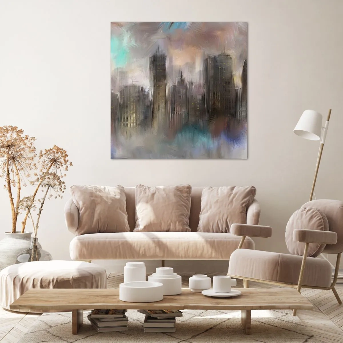 Impression sur toile - Image sur toile - Une composition d'acier, de pierre et de brouillard - 50x50 cm