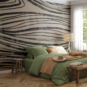Papier peint sur mesure Premium Sand - Ligne de marécage - Abstraction, Lignes, Moderne