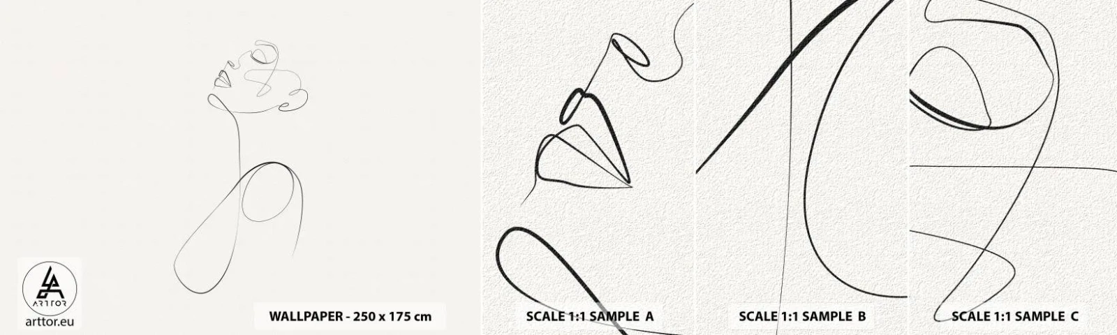 Échantillon de Papier Peint Autocollant Deluxe Sticker - En boucle dans les rêves - Femme, Graphique, Morceau - 100x30 cm