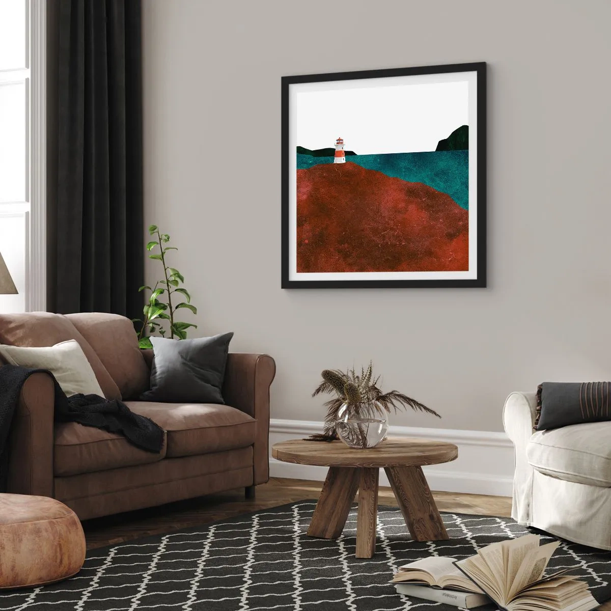 Affiche dans un cadre noir - Poster - En regardant la mer - 50x50 cm