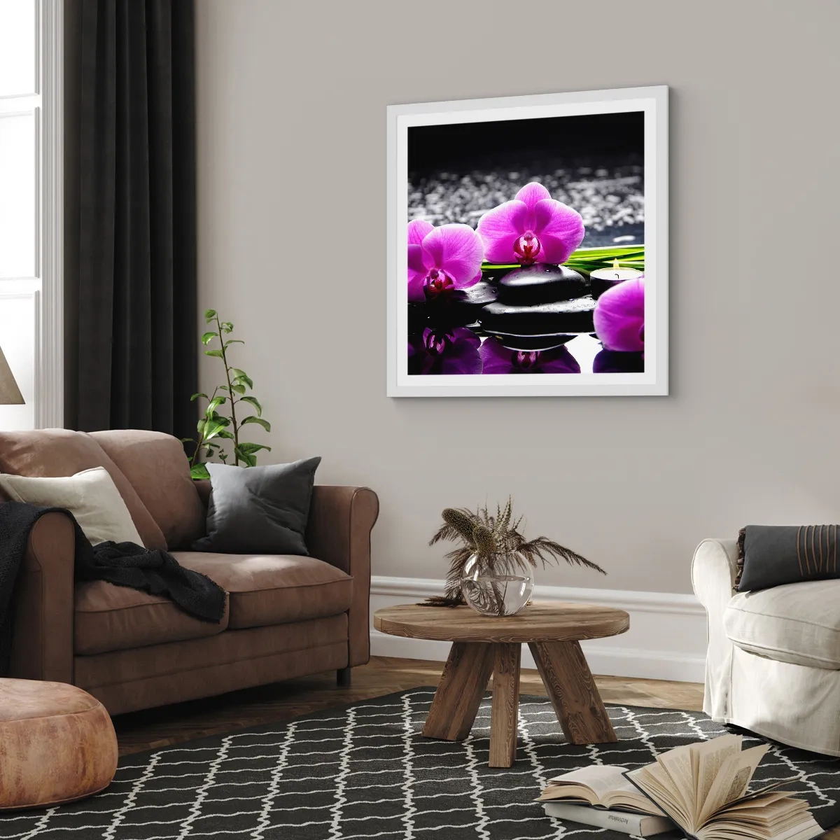 Affiche dans un cadre blanc - Poster - Se noyer dans la paix et la tranquillité - 60x60 cm