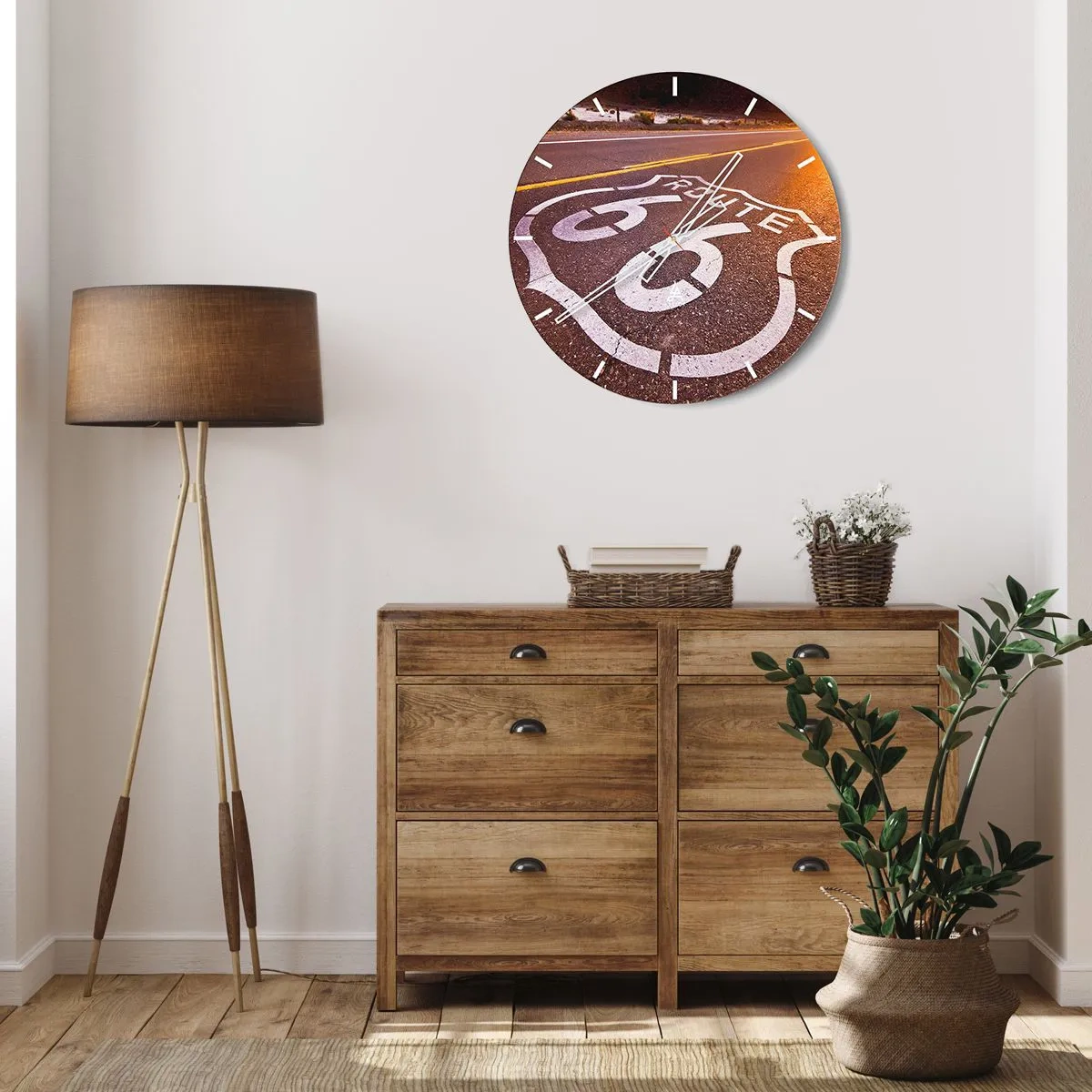 Horloge murale - Pendule murale - Célèbre Route 66 - 40x40 cm