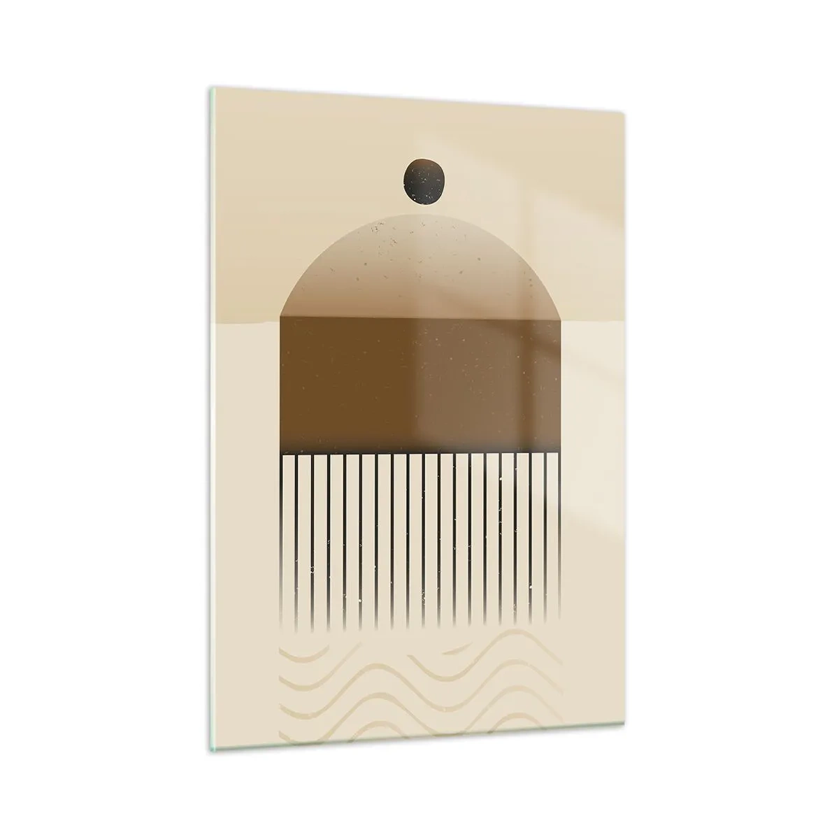 Impression sur verre - Image sur verre - Abstraction beige et marron avec des formes et des lignes géométriques - 50x70cm - Différents états - Décoration murale moderne pour le salon et la chambre ARTTOR