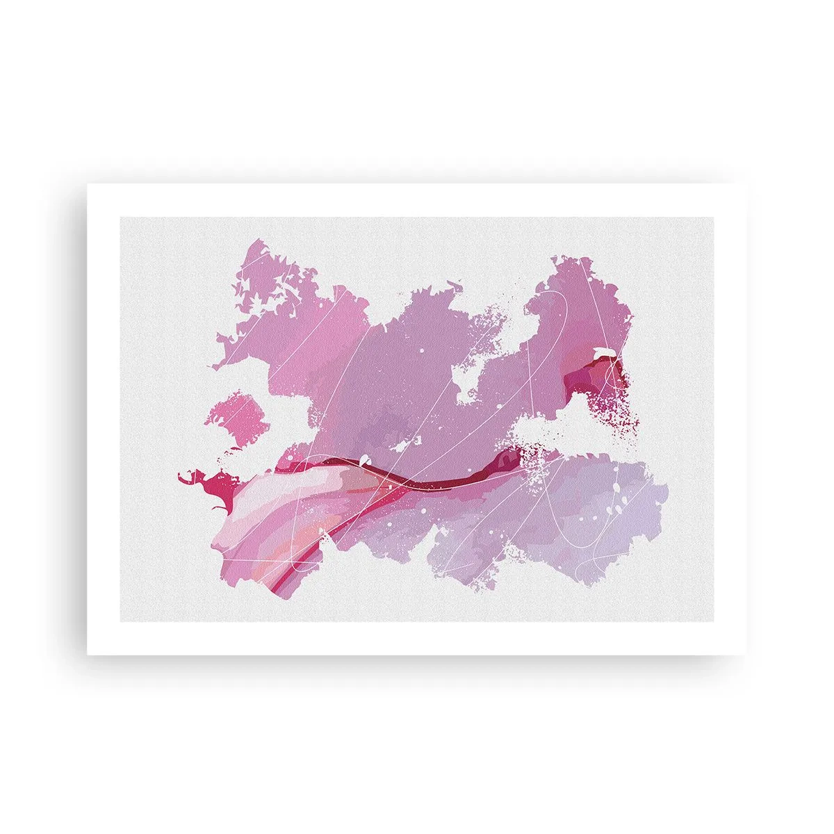 Affiche - Poster - Carte du monde rose - 70x50 cm