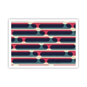 Affiche - Poster - Motif géométrique rétro aux couleurs pastel - 100x70cm - En profondeur et sur l'avant - Décoration murale moderne pour le salon et la chambre ARTTOR