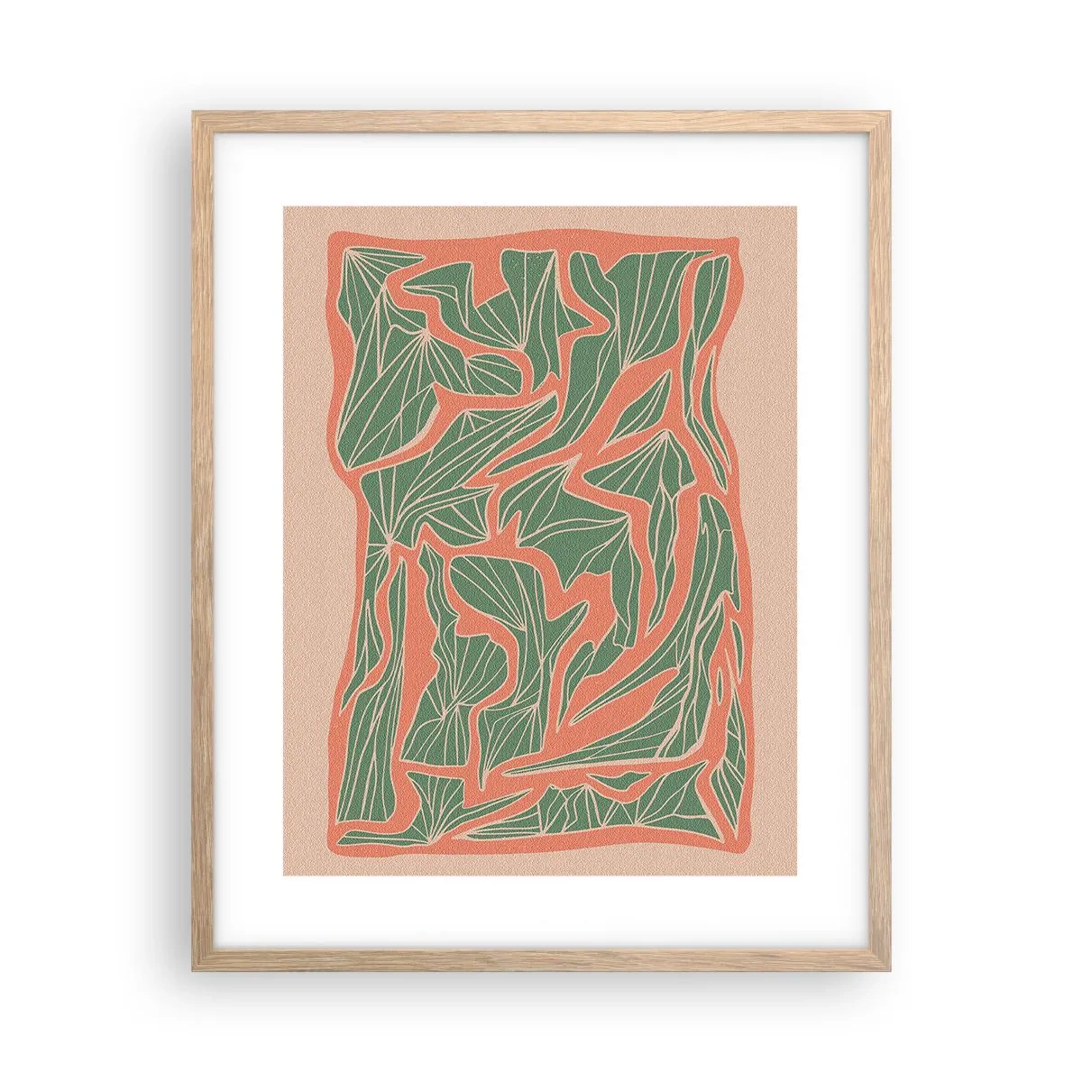 Affiche dans un chêne clair - Poster - La lutte entre le corail et la verdure - 40x50 cm