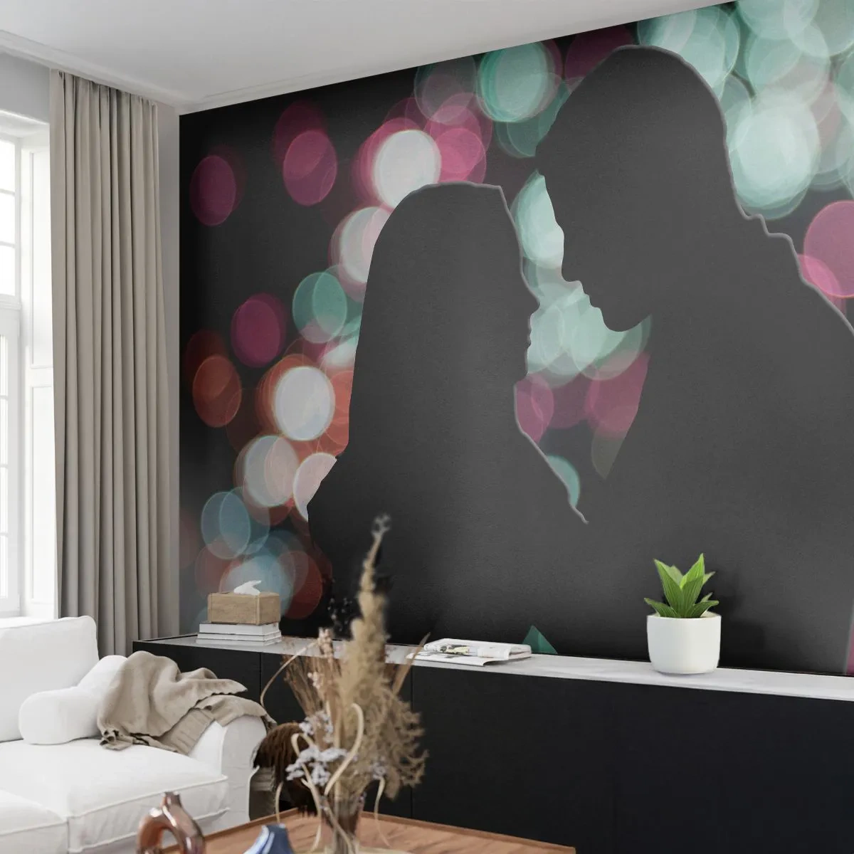 Papier Peint Autocollant Deluxe Sticker - Oui! - Personnes, Couple amoureux, Un rendez-vous romantique - 200x140 cm