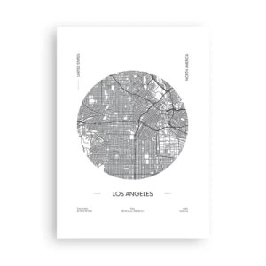 Affiche - Poster - Une carte minimaliste de Los Angeles en noir et blanc. - 50x70cm - Anatomie de Los Angeles - Décoration murale moderne pour le salon et la chambre ARTTOR