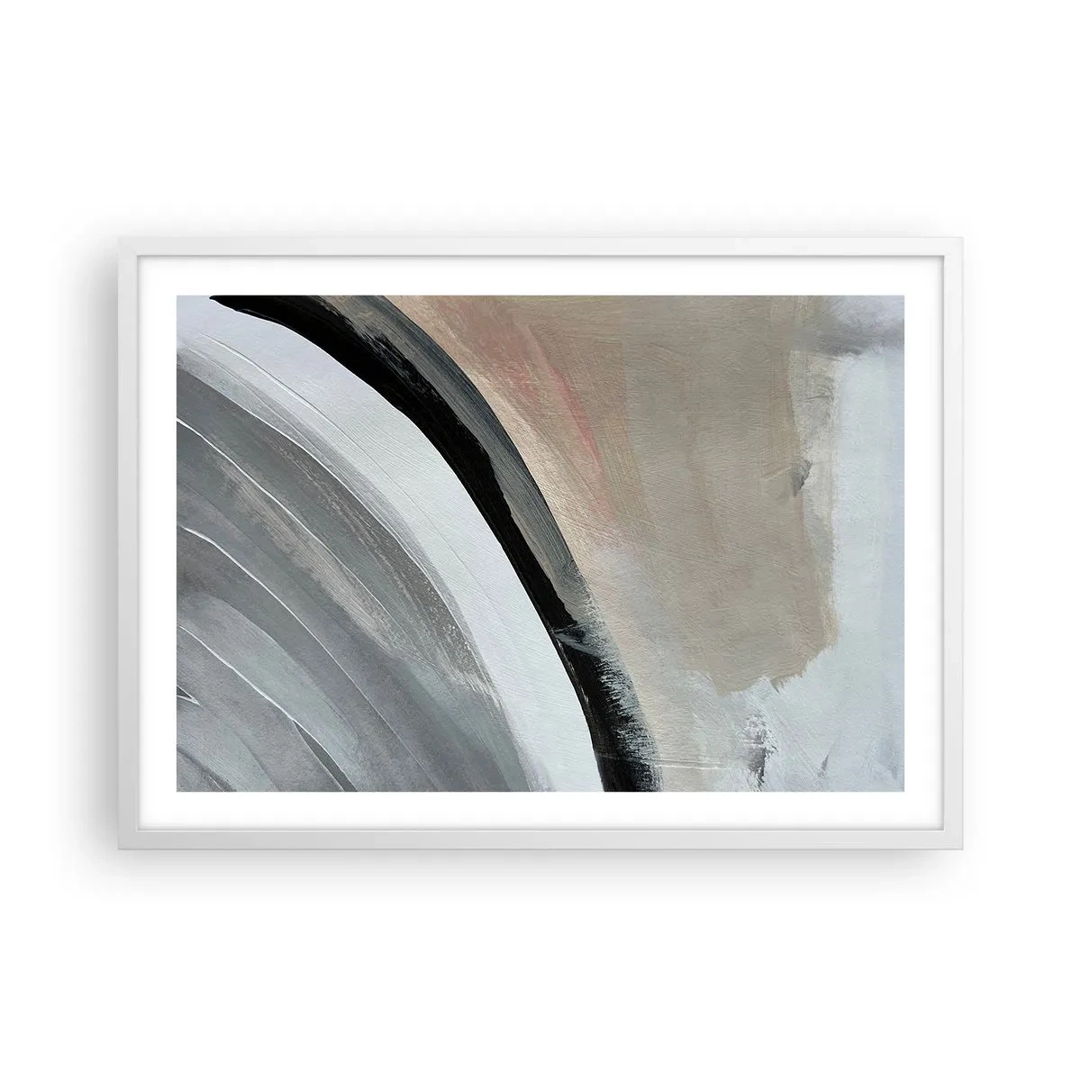 Affiche dans un cadre blanc - Poster - Composition : arc de noir et gris - 70x50 cm