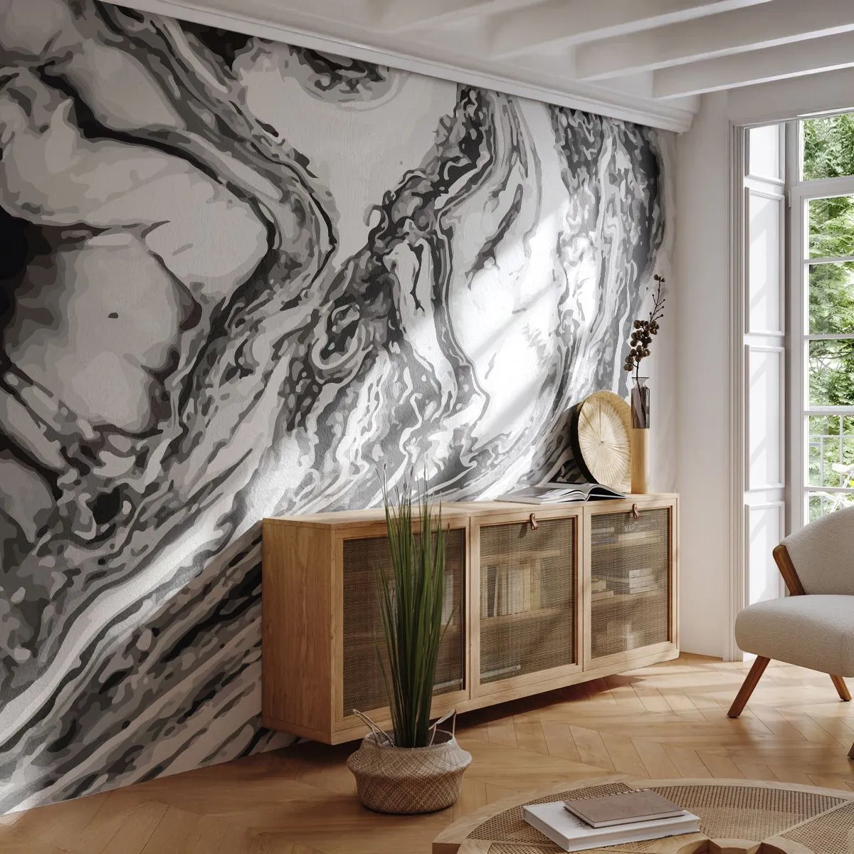 Papier peint sur mesure Premium Sand - Au début, c'était le chaos - Abstraction, Morceau, Modèle moderne