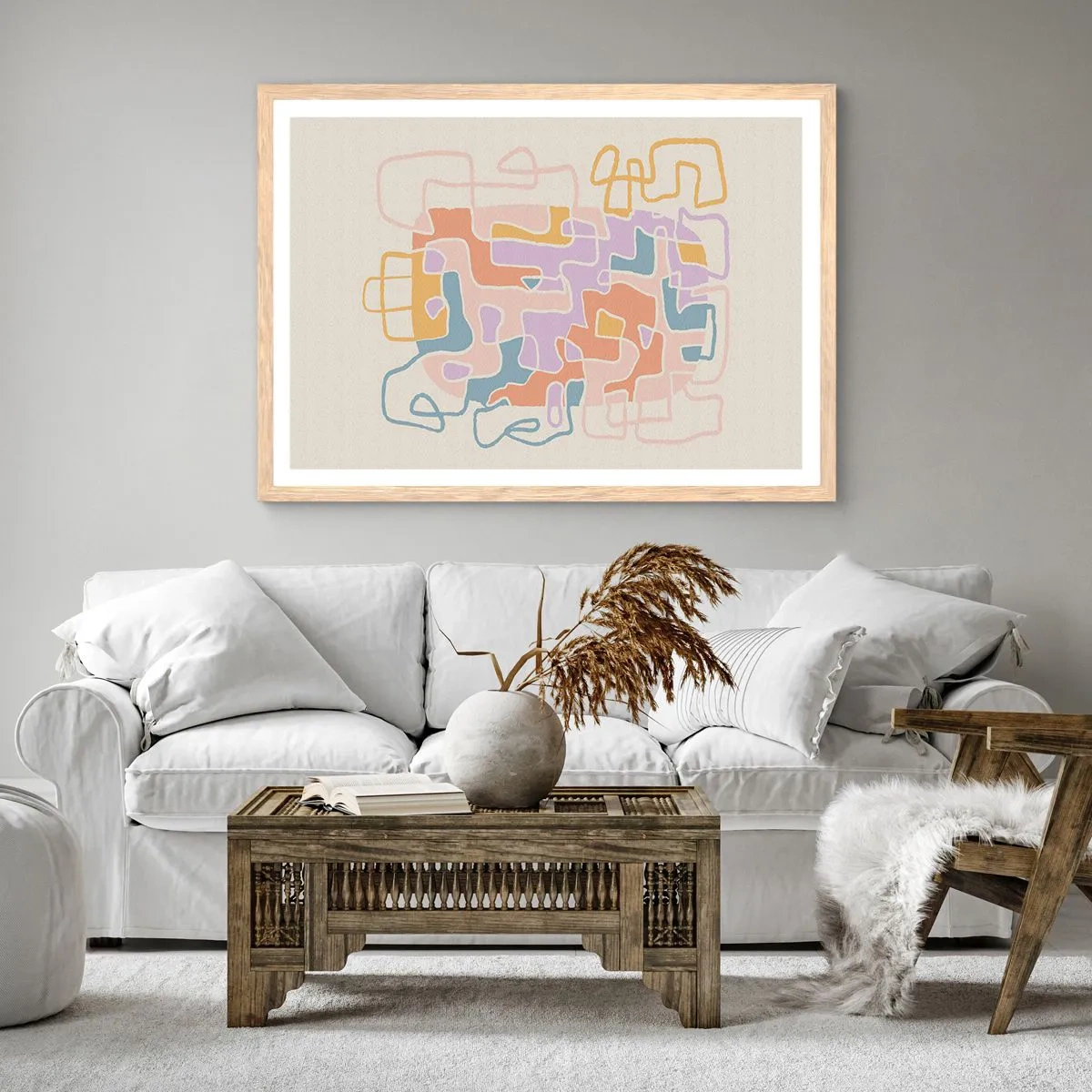 Affiche dans un chêne clair - Poster - Labyrinthe – une aventure joyeuse - 91x61 cm