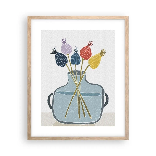 Affiche dans un chêne clair - Poster - Comme s'il avait semé des graines de pavot - 40x50 cm