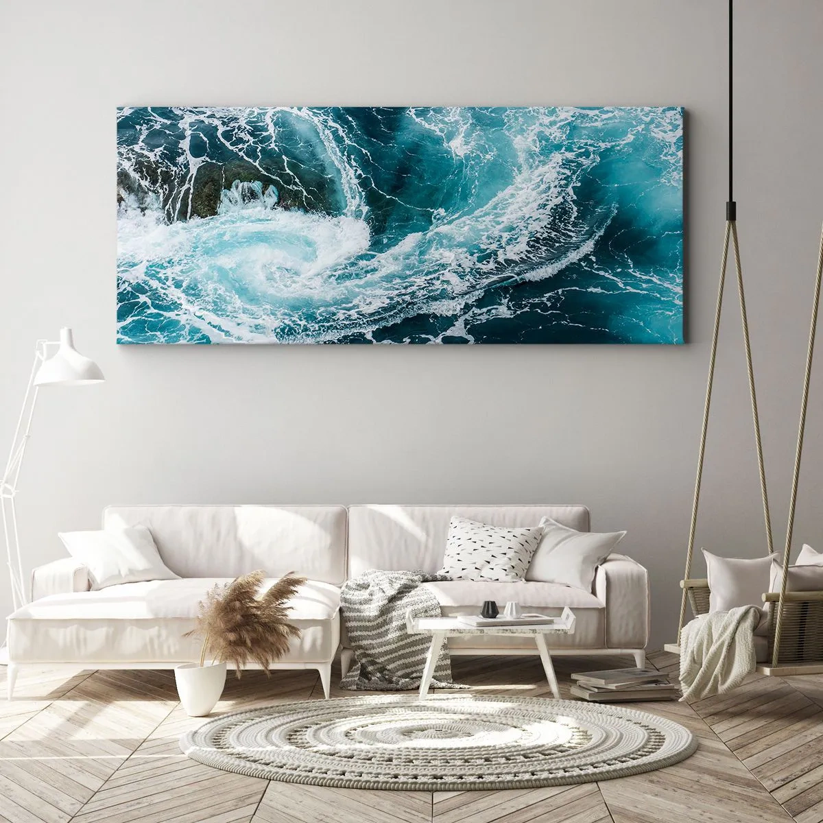 Impression sur toile - Image sur toile - Tourbillon océanique dynamique - 140x50cm - La porte vers le centre de la Terre - Décoration murale moderne pour le salon et la chambre ARTTOR