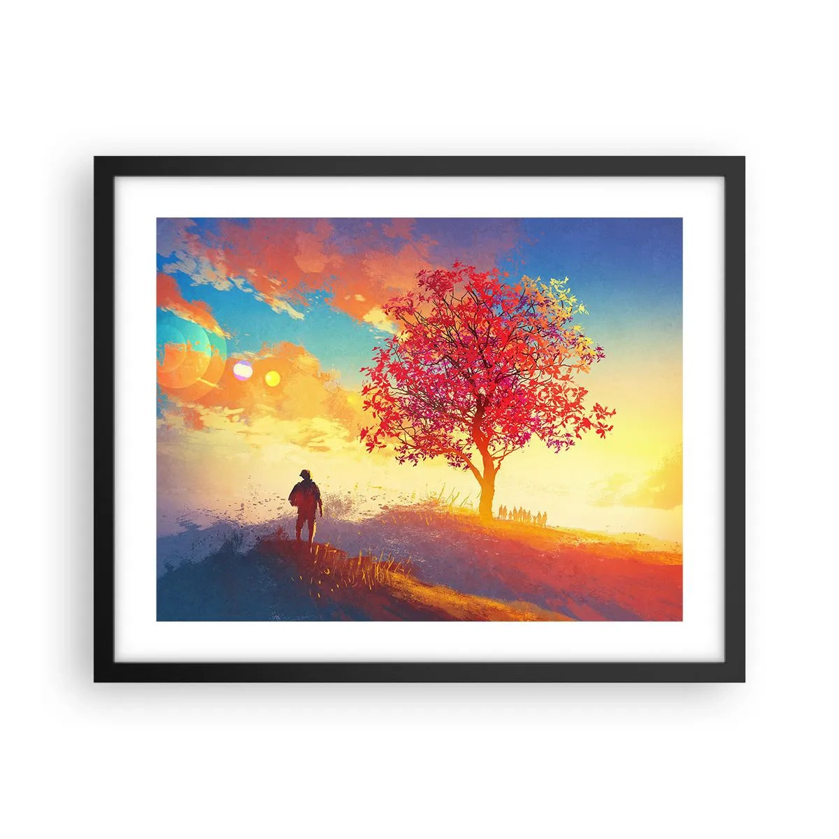 Affiche dans un cadre noir - Poster - Pèlerin à destination - 50x40 cm