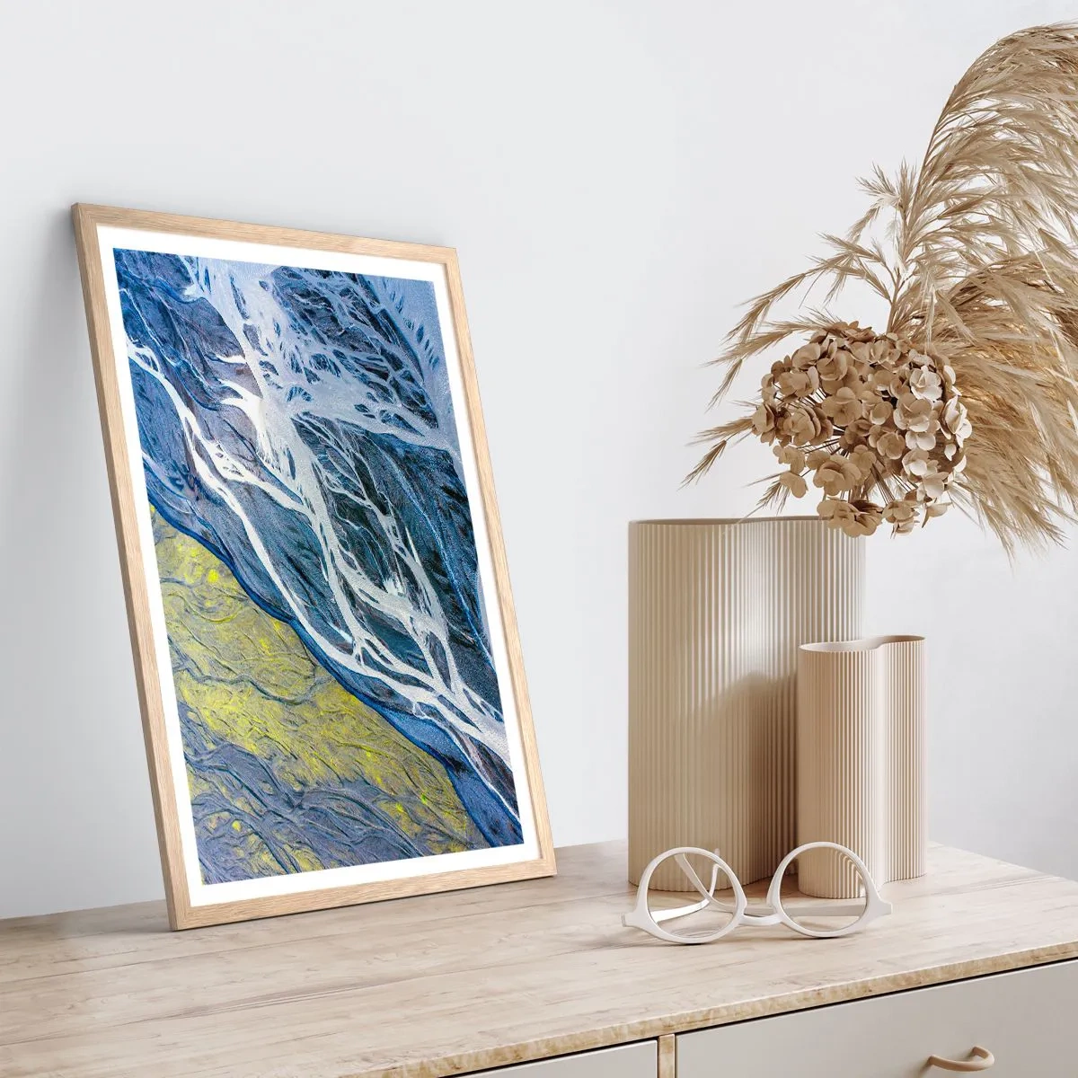 Affiche dans un chêne clair - Poster - Peintures rupestres de la nature - 40x50 cm