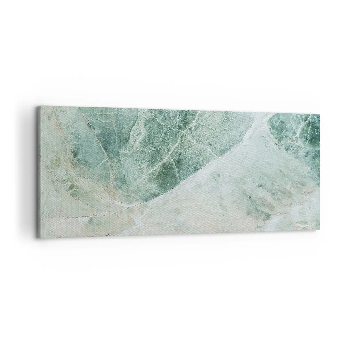Impression sur toile - Image sur toile - Marbre vert aux délicates veines blanches - 120x50cm - La noble froideur de la pierre - Décoration murale moderne pour le salon et la chambre ARTTOR