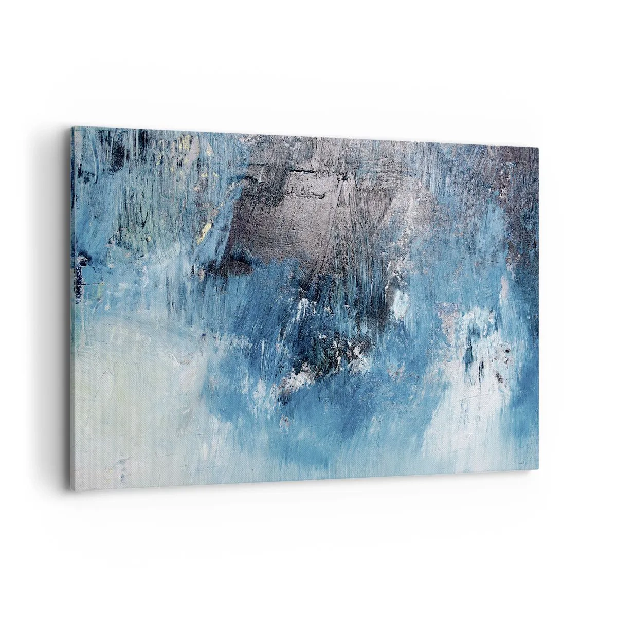 Impression sur toile - Image sur toile - Coups de pinceau abstraits dans des tons de bleu - 100x70cm - Rhapsodie en bleu - Décoration murale moderne pour le salon et la chambre ARTTOR