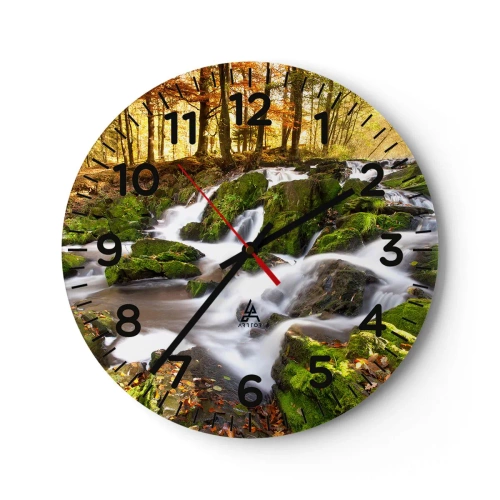 Horloge murale - Pendule murale - Rapidement à travers la forêt d'automne - 40x40 cm