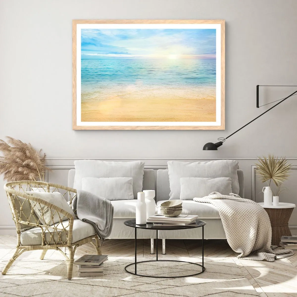 Affiche dans un chêne clair - Poster - Le grand bleu - 50x40 cm