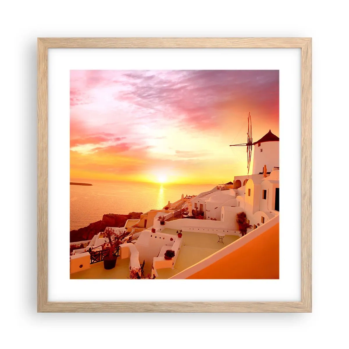 Affiche dans un chêne clair - Poster - Fondre en blanc et or - 40x40 cm