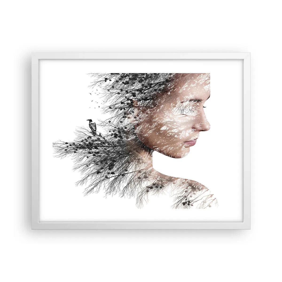 Affiche dans un cadre blanc - Poster - L'âme de la forêt - 50x40 cm