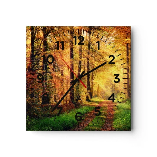 Horloge murale - Pendule murale - Silence d'or en forêt - 30x30 cm