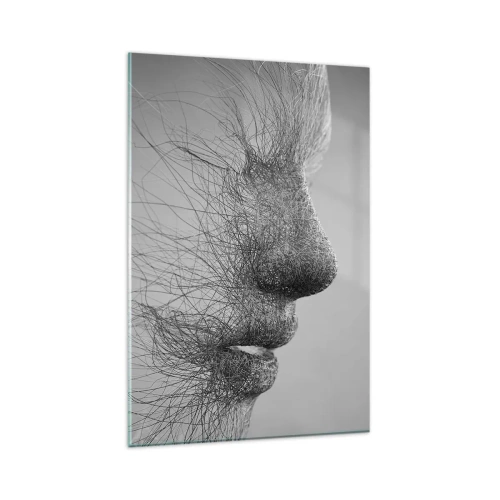 Impression sur verre - Image sur verre - Profil facial artistique créé avec des lignes délicates - 80x120cm - L'esprit du vent - Décoration murale moderne pour le salon et la chambre ARTTOR