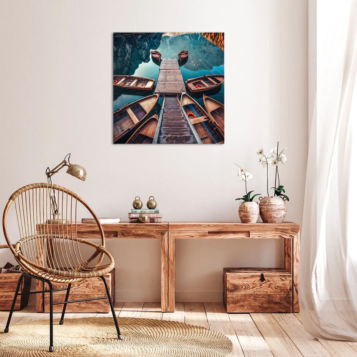 Impression sur toile - Image sur toile - J'attends à la marina - 40x40 cm