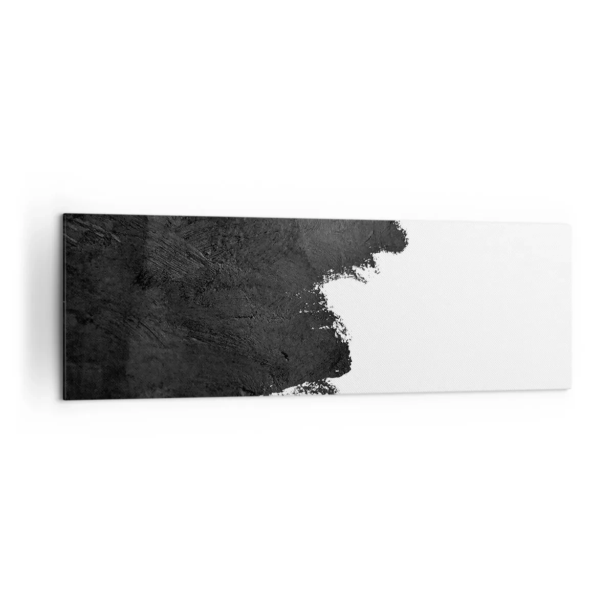 Impression sur toile - Image sur toile - Abstraction en noir et blanc avec des coups de pinceau contrastés - 160x50cm - Éléments : terre - Décoration murale moderne pour le salon et la chambre ARTTOR